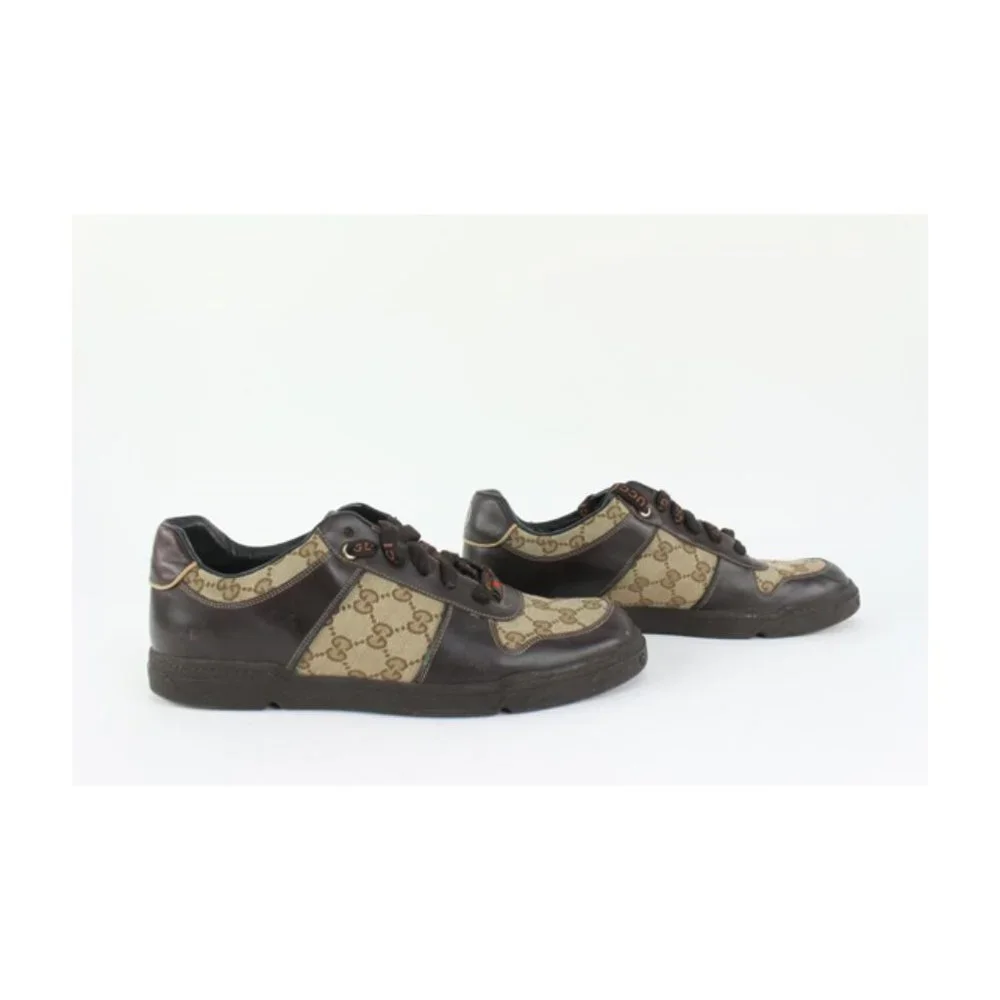 Gucci Men's 9 US Brown Monogram GG Signature Lace Low Sneakers 1216g50